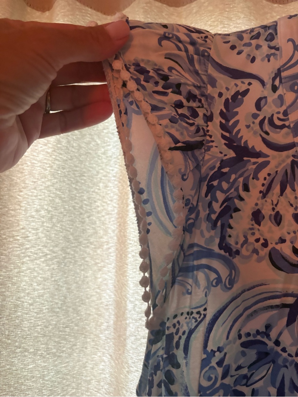 Lilly Pulitzer White Midi Dress with Blue Swirl Floral Print - Picture 3 of 3